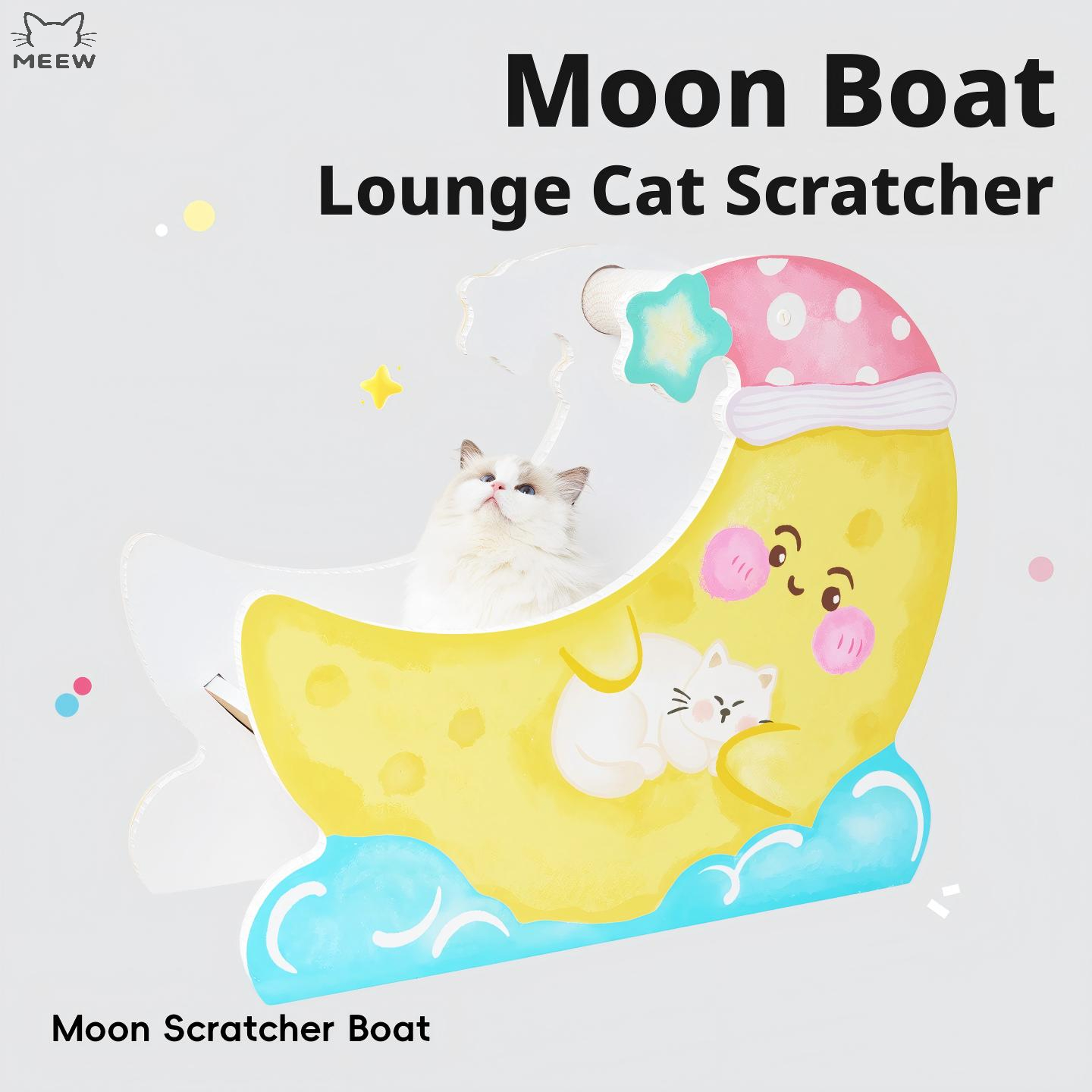 Moon Boat Cat Scratcher Bed Cute Cartoon Print Replaceable Corrugated Pad Thickened Side Ergonomic Curved Low Debris Spacious main 001 o1cn019xlydl1c9uypuhtaa !!979860039 0 cib
